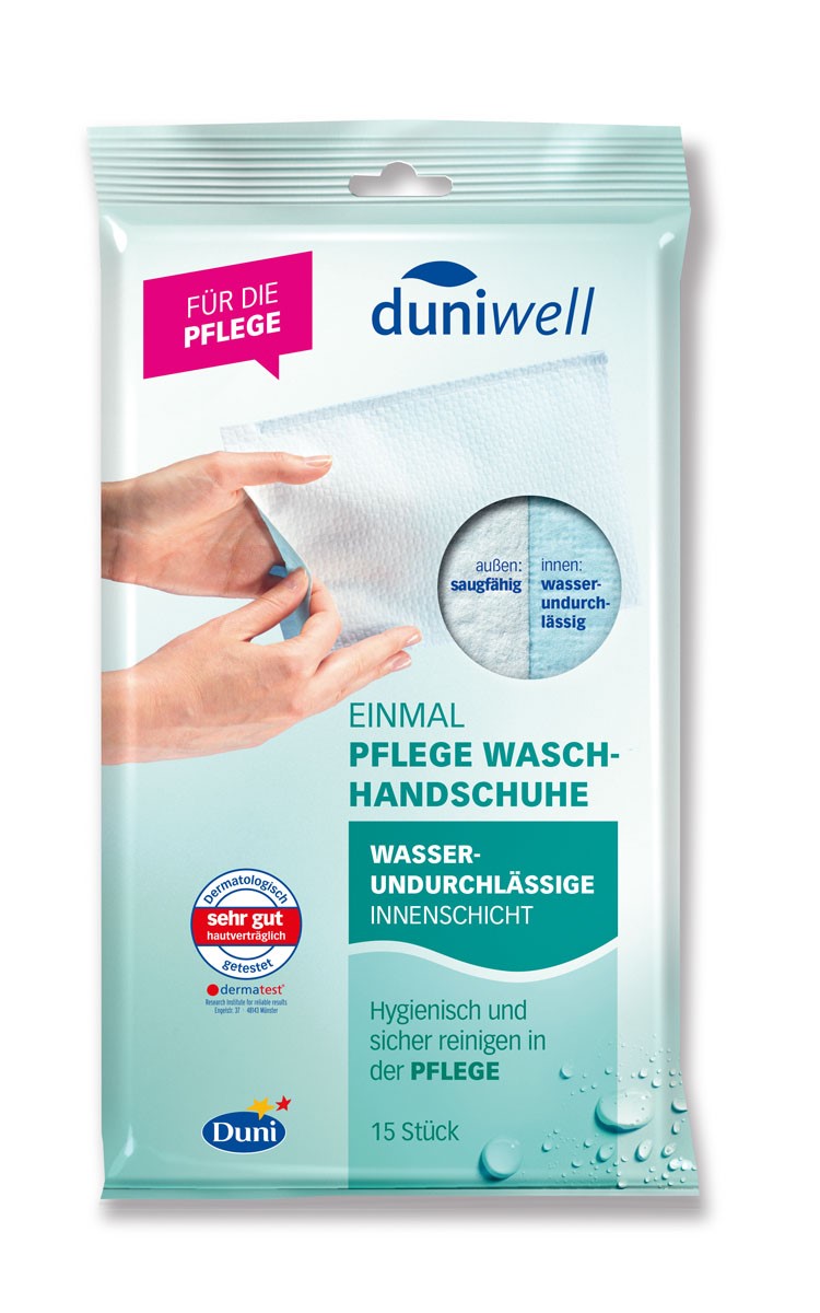 DUNI Duniwell-Pflege-Waschhandschuhe 15 x 23 cm, weiß, innen PE