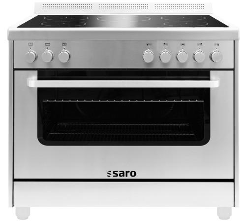 SARO Induktionsherd +Elektrobackofen Modell TS95IND61X silber Made in Europe - Extra großer Elektro-Umluftbackofen mit 115 Liter