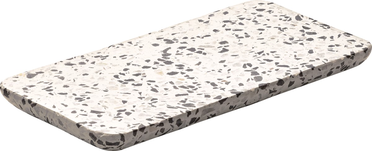 Schönwald Terrazzoplatte, eckig, dunkel, Maß: 18 x 9 cm, Serie: Playground - Terrazzo