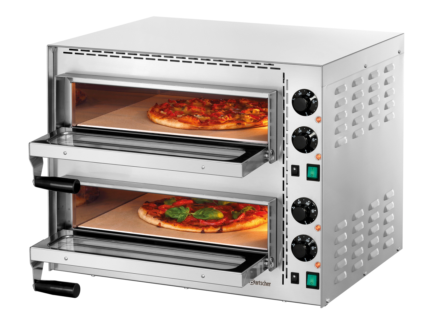 Bartscher Pizzabackofen "Mini Plus 2" | Spannung:230 V | Maße: 57 x 55 x 47,5 cm. Gewicht: 41,8 kg