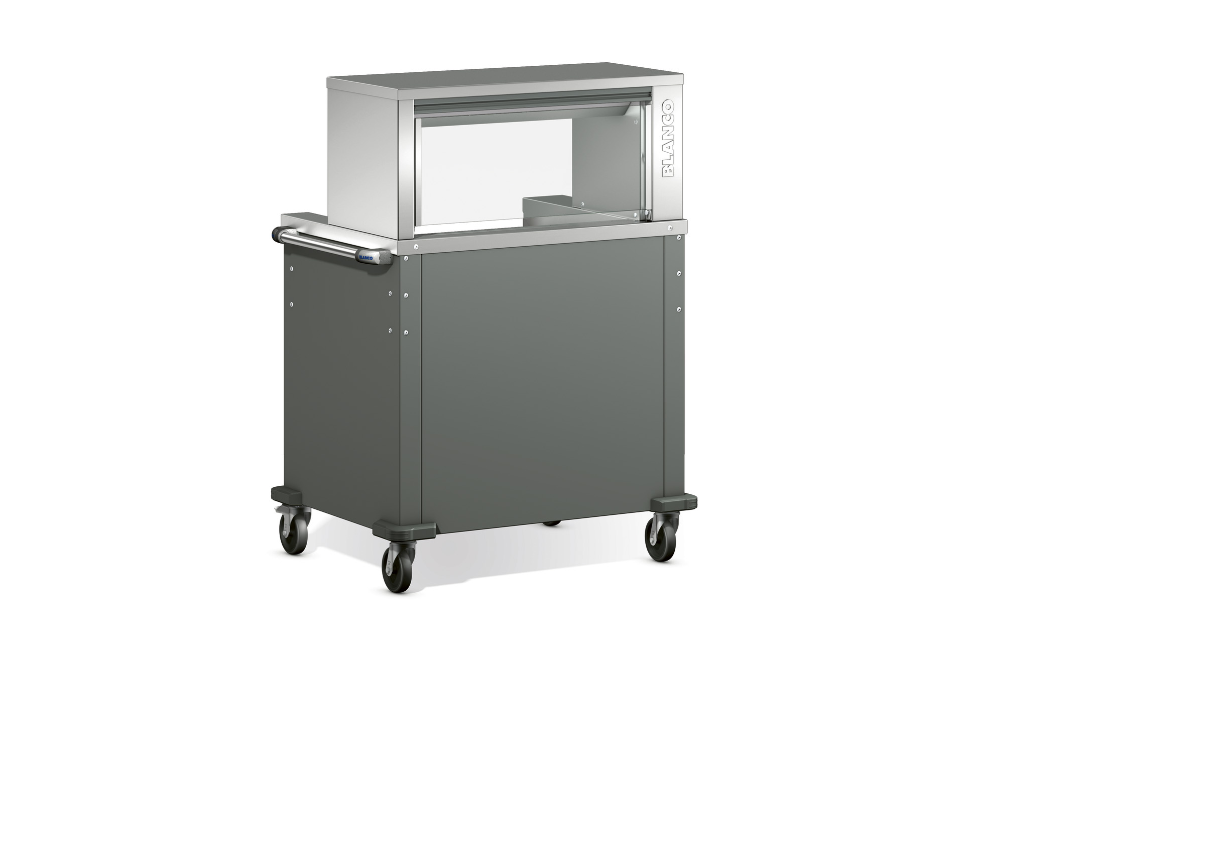 BLANCO Kochstation mit zwei integrierten Induktionskochfeldern, (4 Kochzonen), fahrbar, Edelstahl-Rollen, ø 125 mm, 4 Lenkrollen, davon 2