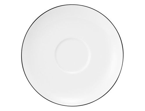 Seltmann Milchkaffeeuntertasse 16 cm, rund, Form: Lido, Dekor: 10826 Black Line, hohe Kantenschlagfestigkeit, Made in Germany
