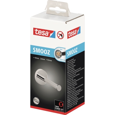 tesa® WC-Rollenhalter SMOOZ 5 x 12,5 cm (Ø x H) 1 Rolle inkl. Klebelösung Metall chrom