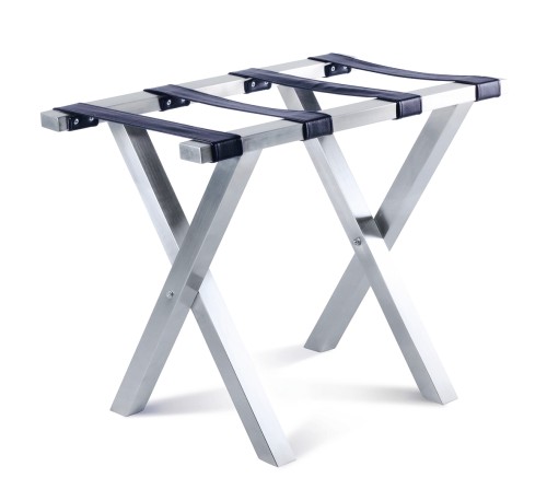 Gepäckablage. Chromnickelstahl. mit schwarzem Nylonband, zusammenklappbar. Maße: 62 x 40