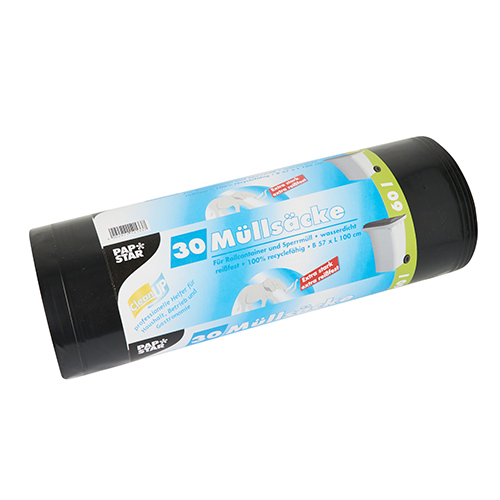 30 Müllsäcke, LDPE 60 l 100 cm x 57 cm schwarz extra stark und extra reißfest von PAPSTAR