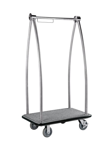 Gepäckwagen. Edelstahl. 2 schwenkbare Rollen mit Feststeller und 2 Bockrollen,