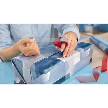 tesa® Handabroller Mini nachfüllbar inkl. 1 Rolle tesafilm® kristall-klar, 19 mm x 10 m (B x L) rot/blau