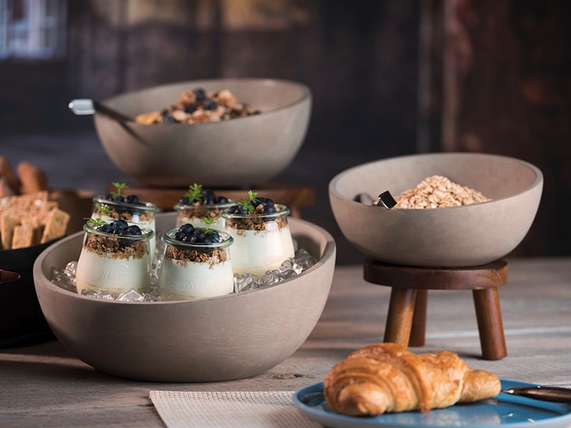 APS Schale SIERRA, Beton, Inhalt: 1,7 Liter, Durchmesser: 260 mm, Höhe: 75 mm, mit möbelschonender Unterseite