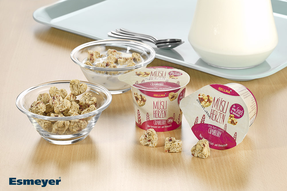 Müsli-Herzen AMOR mit Cranberries, 30x 30Gramm- Becher. rocken als Kekse oder mit Milch als Müsli geniessen. 30g Snackportion für den kleinen Hunger