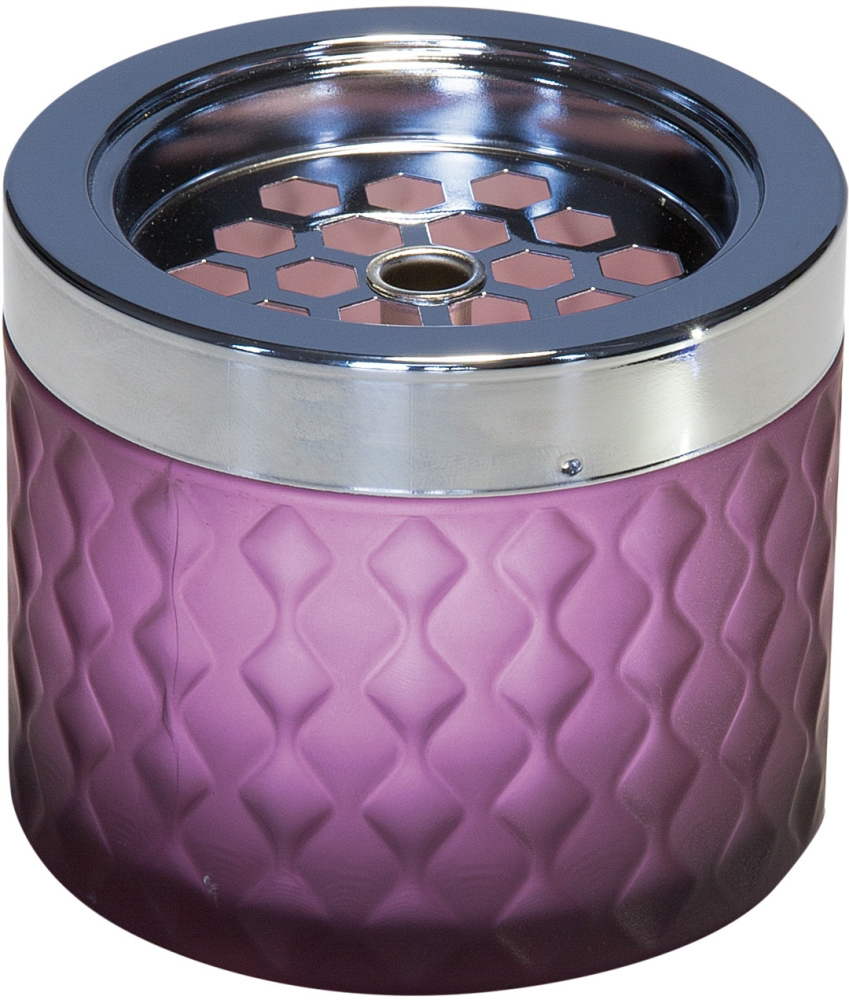 Windaschenbecher Ø 9,5 cm, H: 8 cm Glas, matt-berry, gefrosted Metall verchromt mit Bajonettverschluss zerbrechlich Farbe: