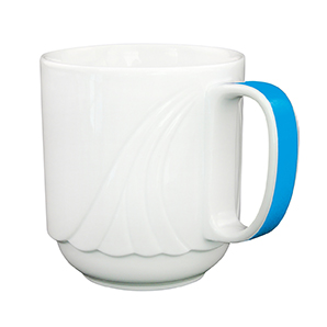 Becher mit Henkel 0,26 l - Form: Ambiente Plus -, Dekor 79878 Hellblau - aus Porzellan. Hersteller:, Eschenbach. "Made in Germany".