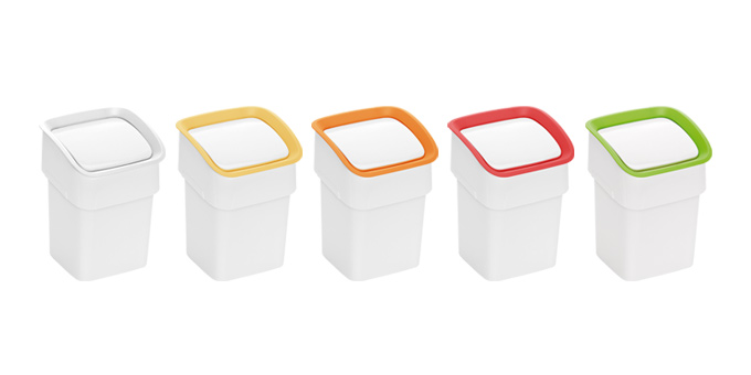 Tischabfalleimer CLEAN KIT aus Kunststoff in der Farbe weiß spülmaschinenfest