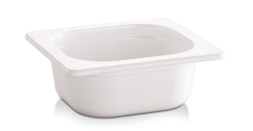 -GN 1/6 Behälter - ECO LINE- 17,6 x 16,2 cm, Tiefe: 100 mm Melamin, weiß, 1 Liter
