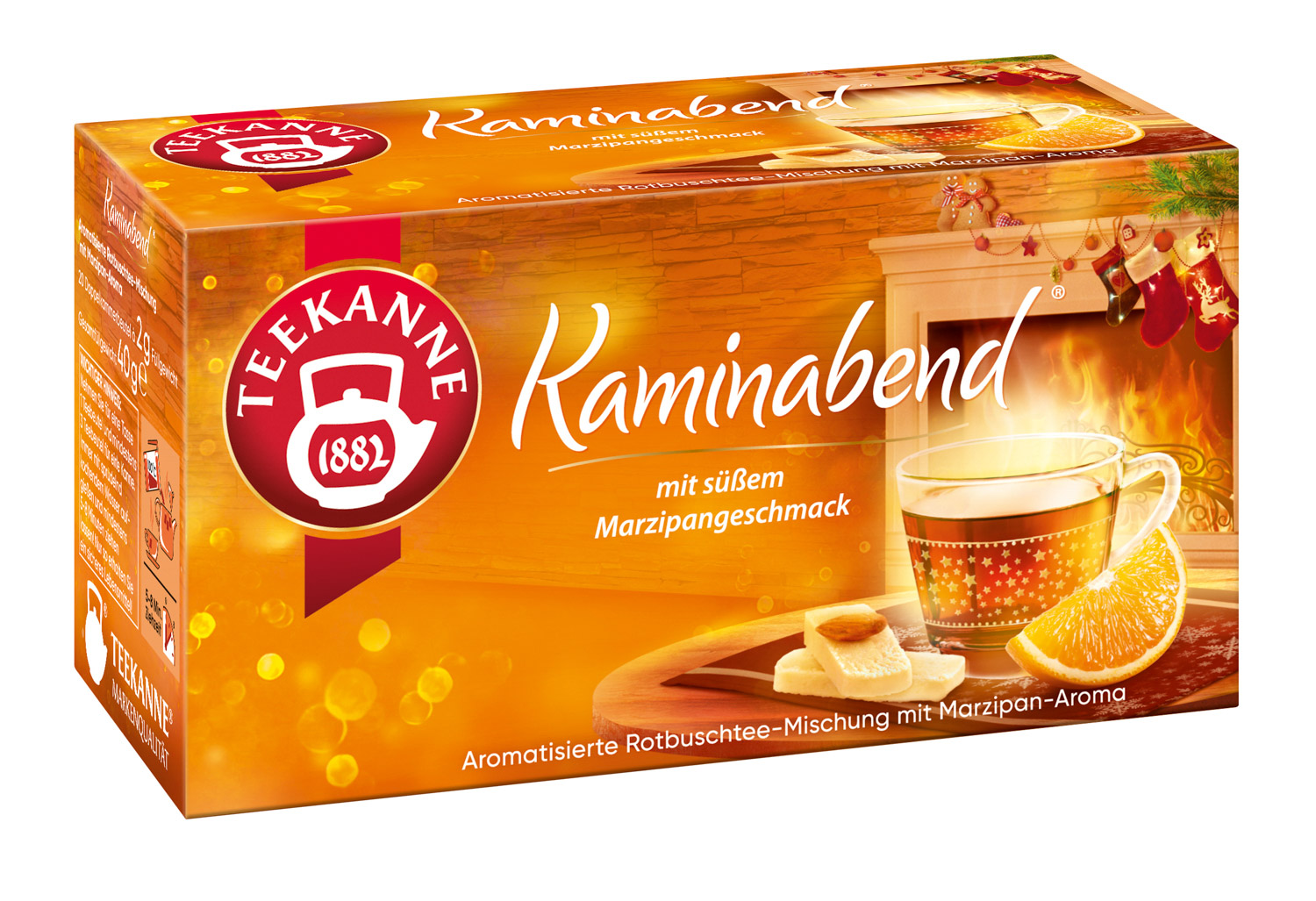 Teekanne Winter-Tee Kaminabend Inhalt: 20 Beutel Rooibostee mit Orange-Zimt- und Marzipan-Aroma