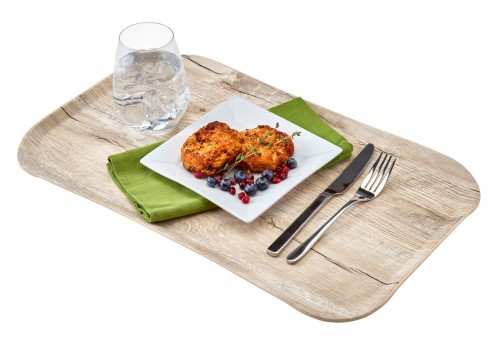 Versa Century Polyester Holzoptik Tablett 32,5 x 53 cm Eiche hell von Cambro