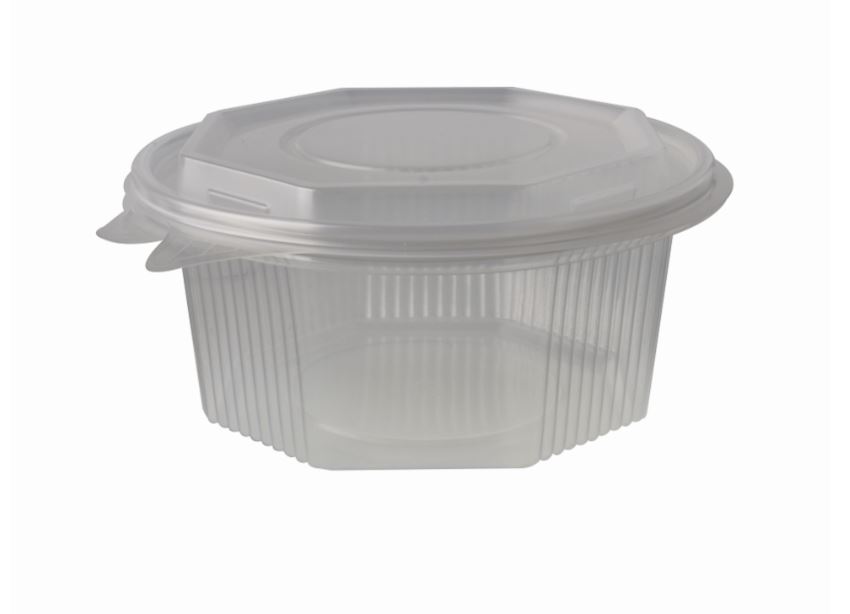 50 Verpackungsbecher mit Klappdeckeln, PP 8-eckig 750 ml 6,1 cm x 13 cm x 13 cm transparent von Starpak