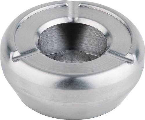 Aschenbecher Ø 10 cm, H: 4,5 cm Edelstahl, matt poliert mit Windschutzdeckel spülmaschinengeeignet stapelbar