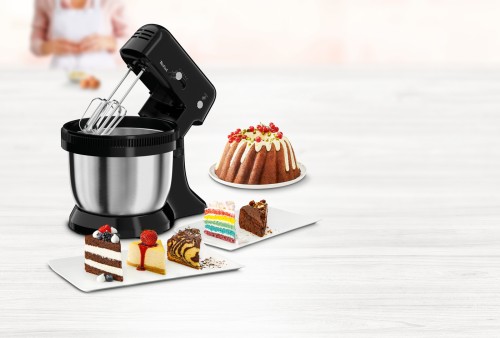 Tefal Oh My Cake Elektrischer Standmixer, Satelliten-Rührwerk; 4-L-Edelstahl-Schüssel; Auto-Rotation; kompakte Größe; 5