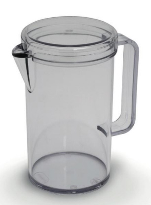 Kanne mit Deckel, 1,3 Liter, transparent, aus Polsycarbonat, Durchmesser 10,5cm, Höhe 19,5cm