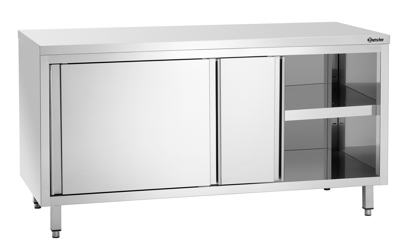 Bartscher Arbeitsschrank 700, B1600 |Eigenschaften: 40 mm abgekantet ,Füße ausVierkantrohr 40 x 40 mm | Maße: 160 x 70 x 850