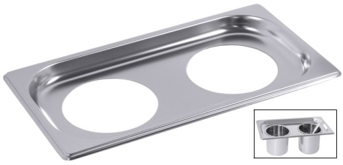 Einsatzblech zum Sauceneinsatz GN 1/3 aus Edelstahl 18/10, passend für Saladetten, die Einsätze berühren nicht den Kühlboden, die Saucen