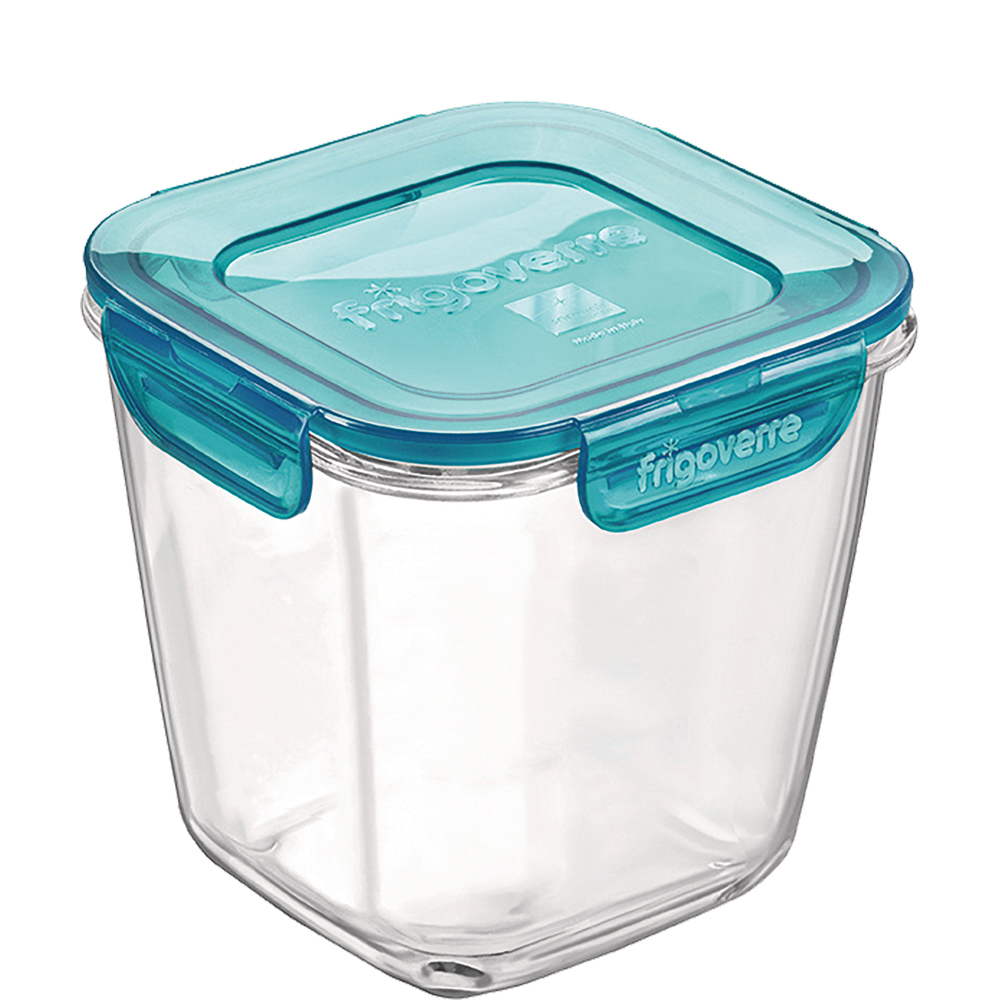 Bormioli Rocco Frigoverre Evolution Box quadr. 75cl hoch, 120x120mm, stapelbar, mit blauem PP-Deckel, blau, Polypropylen (PP)