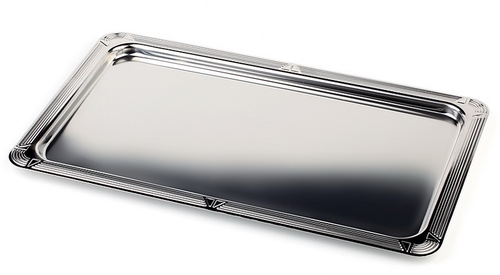 GN 1/1 Tablett -PROFI-LINE- 53 x 32,5 cm, H: 1,5 cm 18/10 Edelstahl hochglanzpoliert mit glattem Rand Materialdicke 0,8 mm