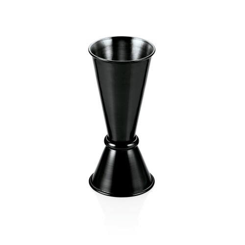 Doppelbarmaß, Inhalt: 2/4 cl. PVD Beschichtung, schwarz. Material: Chromnickelstahl. Durchmesser: 4 cm. Maße: Höhe: 95 mm