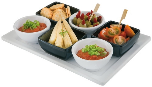 Tablett -PURE- 30 x 21 cm, H: 3 cm Melamin, weiß spülmaschinengeeignet stapelbar nicht mikrowellengeeignet keine direkte Hitze