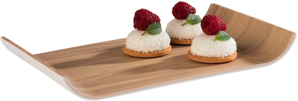 APS Tablett CATE, Maße: 265 x 162 x 30 mm, Farbe: weiß mit Holzoptik, aus robustem Melamin-Kunststoff