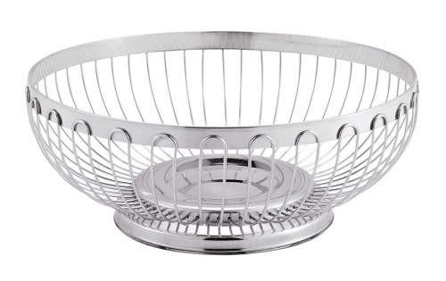 Tischkorb. Chromnickelstahl. auf Fuß, rund.