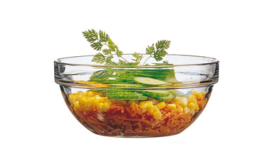 Glasschale EMPILABLE, Inhalt: 1 Liter, Durchmesser: 170 mm, Höhe: 77 mm, stapelbar.