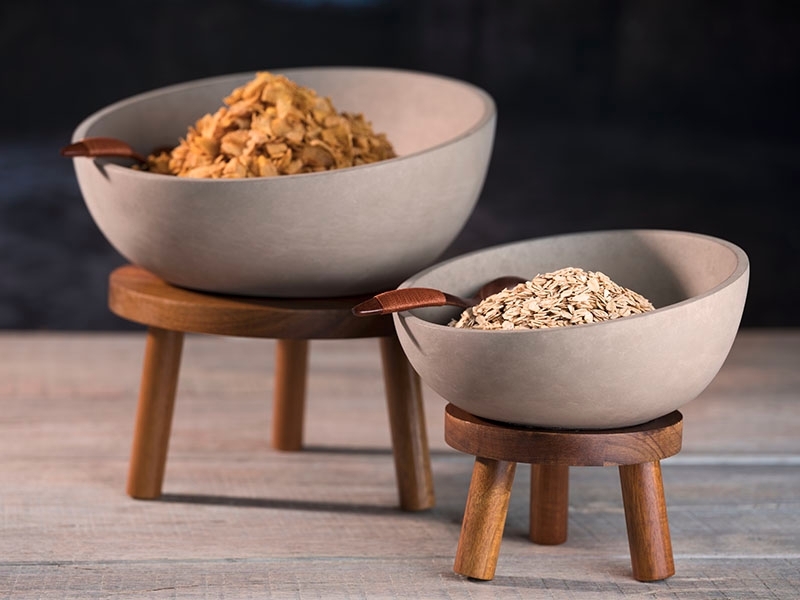 APS Schale SIERRA, Beton, Inhalt: 2,5 Liter, Durchmesser: 295 mm, Höhe: 85 mm, mit möbelschonender Unterseite