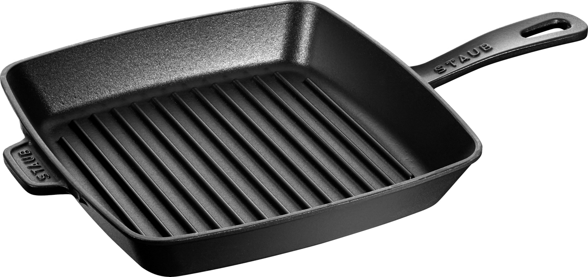 Grillpfanne, quadratisch, 26 x 26 cm schwarz, 26 cm, quadratisch, Gusseisen, Schwarz, Serie: Grill Pans. Marke: Staub
