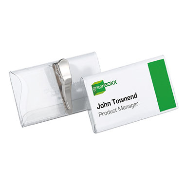 DURABLE Namensschild 75 x 40 mm (B x H) Krokoklemme transparent 25 St./Pack.