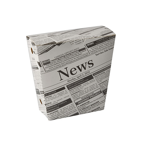 50 Pommes-Frites-Schütte, Pappe 4,3 cm x 14,5 cm x 11 cm "Newsprint" mit Klappdeckel von PAPSTAR