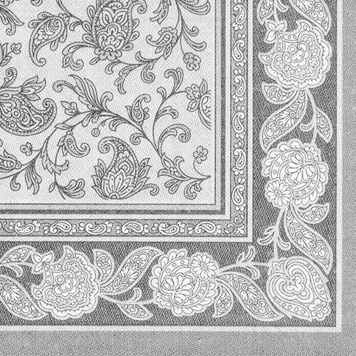 50 Servietten "ROYAL Collection" 1/4-Falz 40 cm x 40 cm grau "Ornaments" von PAPSTAR