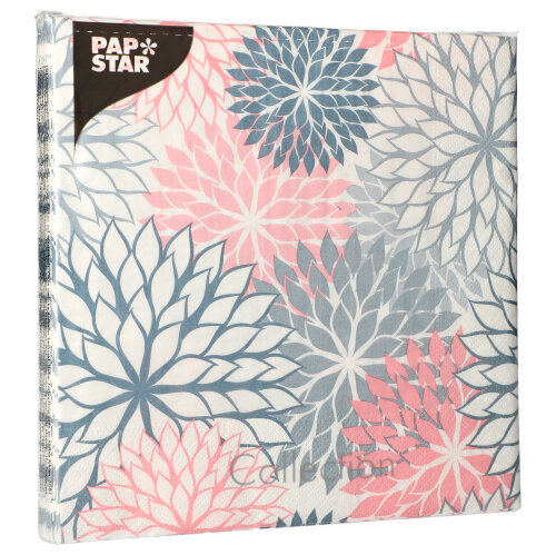 20 Servietten, 3-lagig 1/4-Falz 40 cm x 40 cm grau "Floralies" von PAPSTAR