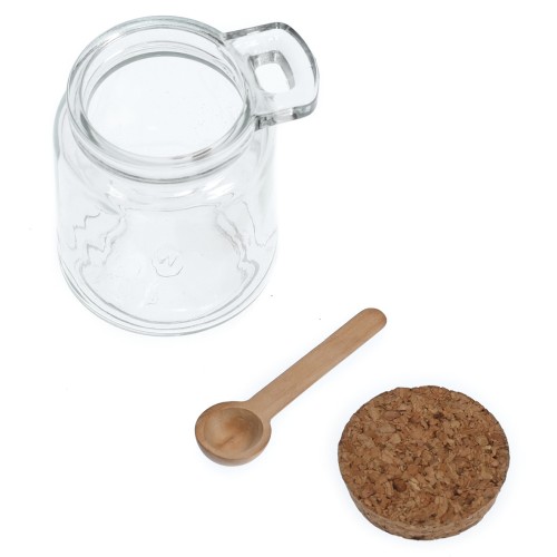 Vorratsglas m. Löffel u. Korkdeckel, 250 ml. Ø: 72 mm. .