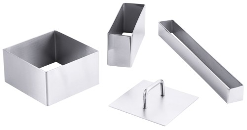 Drückstempel passend zu Schaumspeisenform 689/066 aus Edelstahl 18/10 bzw. 18/0, nahtlos geschweißt Fläche: 6 cm x 6 cm