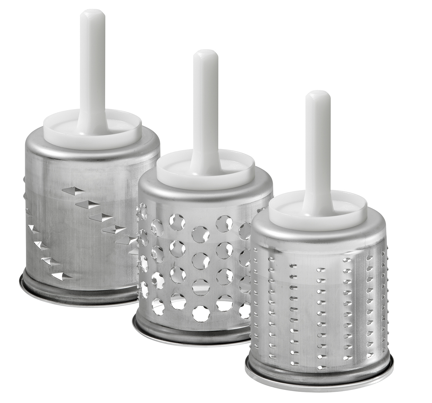 Bartscher Gemüseschneider Zusatzset, KA | Setbestehend aus: 1 Feintrommel (für Hartkäse,Nüsse, Paniermehl) | 8,3 x 8,3 x 15,5