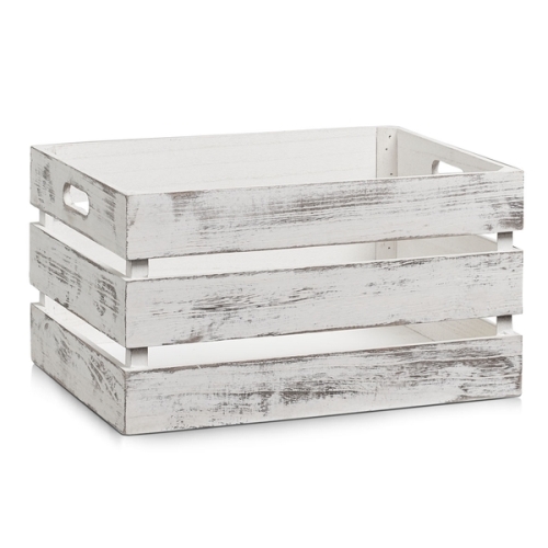Zeller Aufbewahrungs-Kiste Vintage weiß, Holz 39x29x21 cm