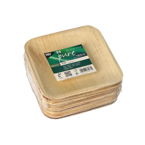 25 Teller, Palmblatt "pure" eckig 15 cm x 15 cm x 2 cm von PAPSTAR