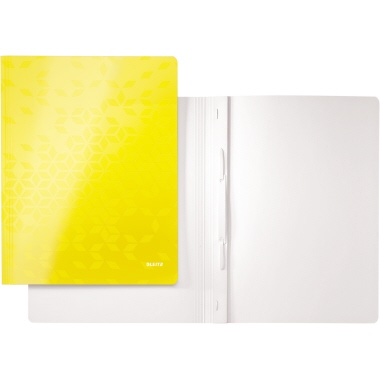 Leitz Schnellhefter WOW DIN A4 300g/m² Karton gelb, Maße: 24 x 31 cm (B x H), Verwendung für Papierformat: DIN A4,