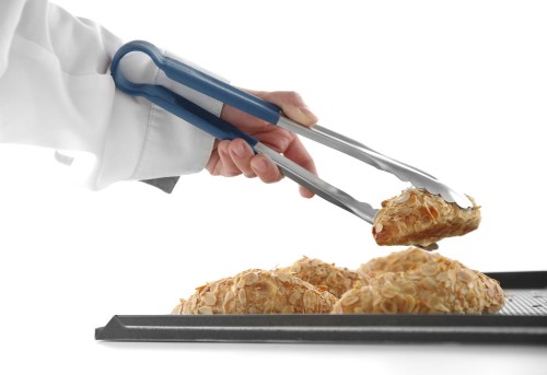 Servierzange HACCP, Edelstahl, blau. Länge 250 mm