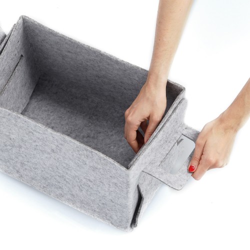 Aufbewahrungskorb, Filz, grau. Länge: 360 mm. Breite: 222 mm. Höhe: 250 mm