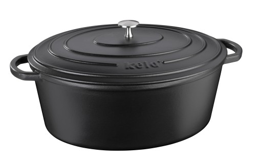 KELA Bräter Calido Gusseisen schwarz oval 36,0x29,0x15,0cm 9,5l