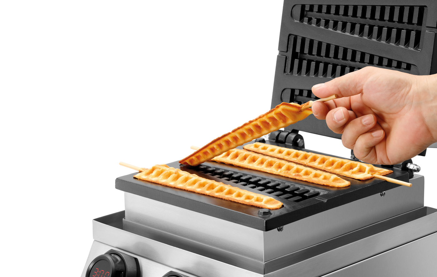 Bartscher Waffeleisen MDI Lolly 400 |Eigenschaften: 1 Backeinheit mit 4 Lolly-Waffeln,dreieckig | Maße: 30 x 45 x 25,0