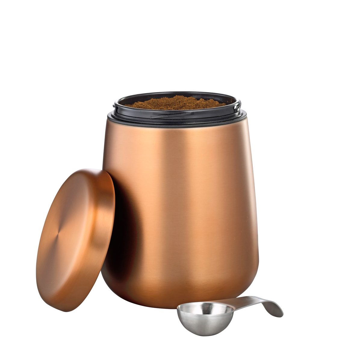Vorratsdose AVIGNON, aus Edelstahl 18/10, kupferfarben lackiert, Maße: Höhe ca. 16,5 cm, Durchmesser ca. 11,5 cm.