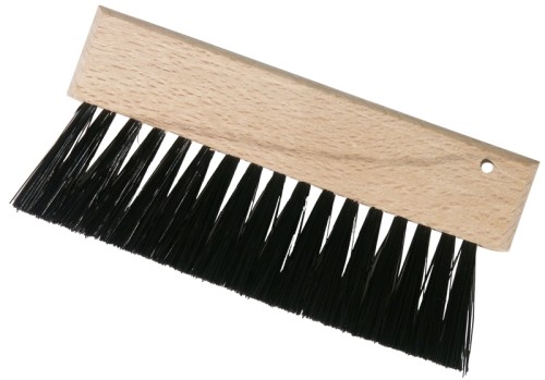 Krümelbürste mit Holzgriff, schwarze Borsten aus Polypropylen, ideal für Hemdtaschen Länge: 9,5 cm, Breite: 4,5 cm, Borstenlänge: 2,5